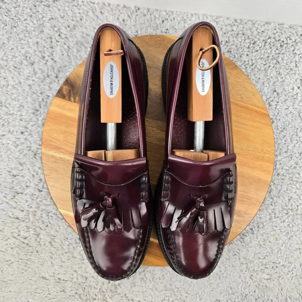 G.H. Bass & Co Weejuns Mens 13D Layton Burgundy Leather Kiltie Tassel Lug Loafer